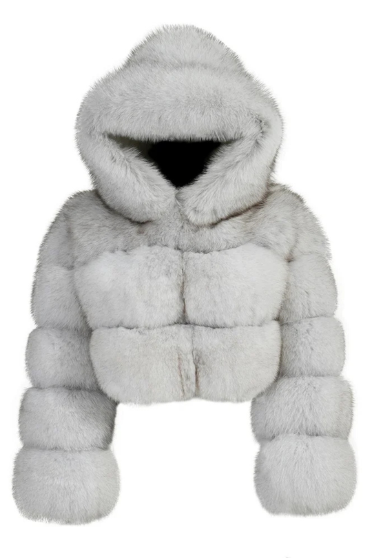 Giacca Giusy Bianca Naturale in Pelliccia di Volpe