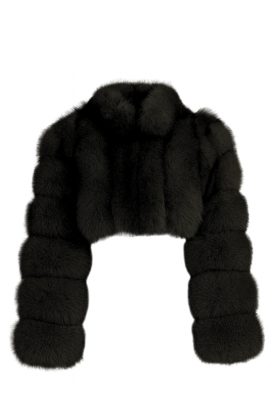 Giacca Bon Nera Naturale in Pelliccia di Volpe