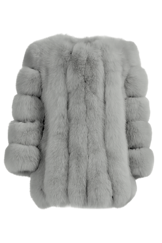 Giacca Paris Grigia Chiaro in Pelliccia di Volpe