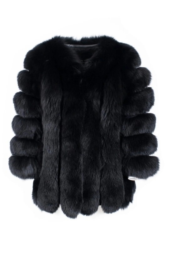 Giacca Paris Nera in Pelliccia di Volpe