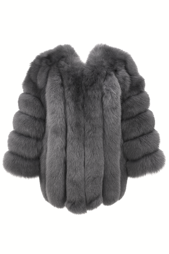 Giacca Paris Grigia Scuro in Pelliccia di Volpe