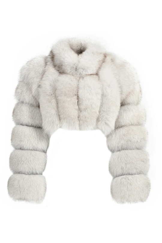 Giacca Bon Bianca Naturale in Pelliccia di Volpe