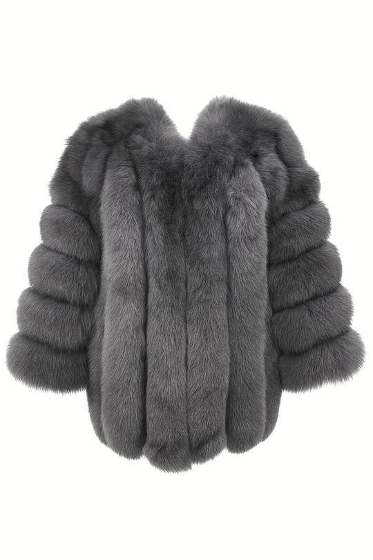 Giacca Paris Grigia Scuro in Pelliccia di Volpe