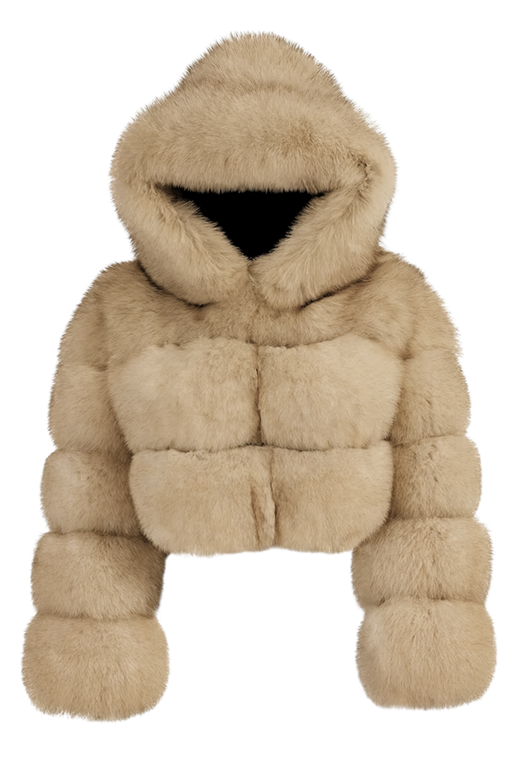 Giacca Giusy Beige Naturale in Pelliccia di Volpe