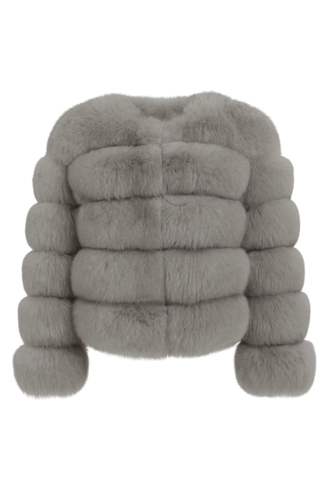 Giacca Rouge Grigia Chiaro in Pelliccia di Volpe