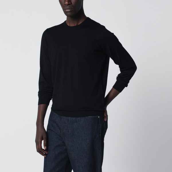 Black Wool Crew-Neck Sweater
