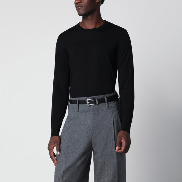 Maglione Girocollo Nero in Lana