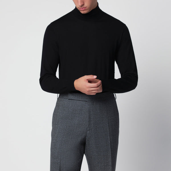 Black Turtleneck Sweater In Wool