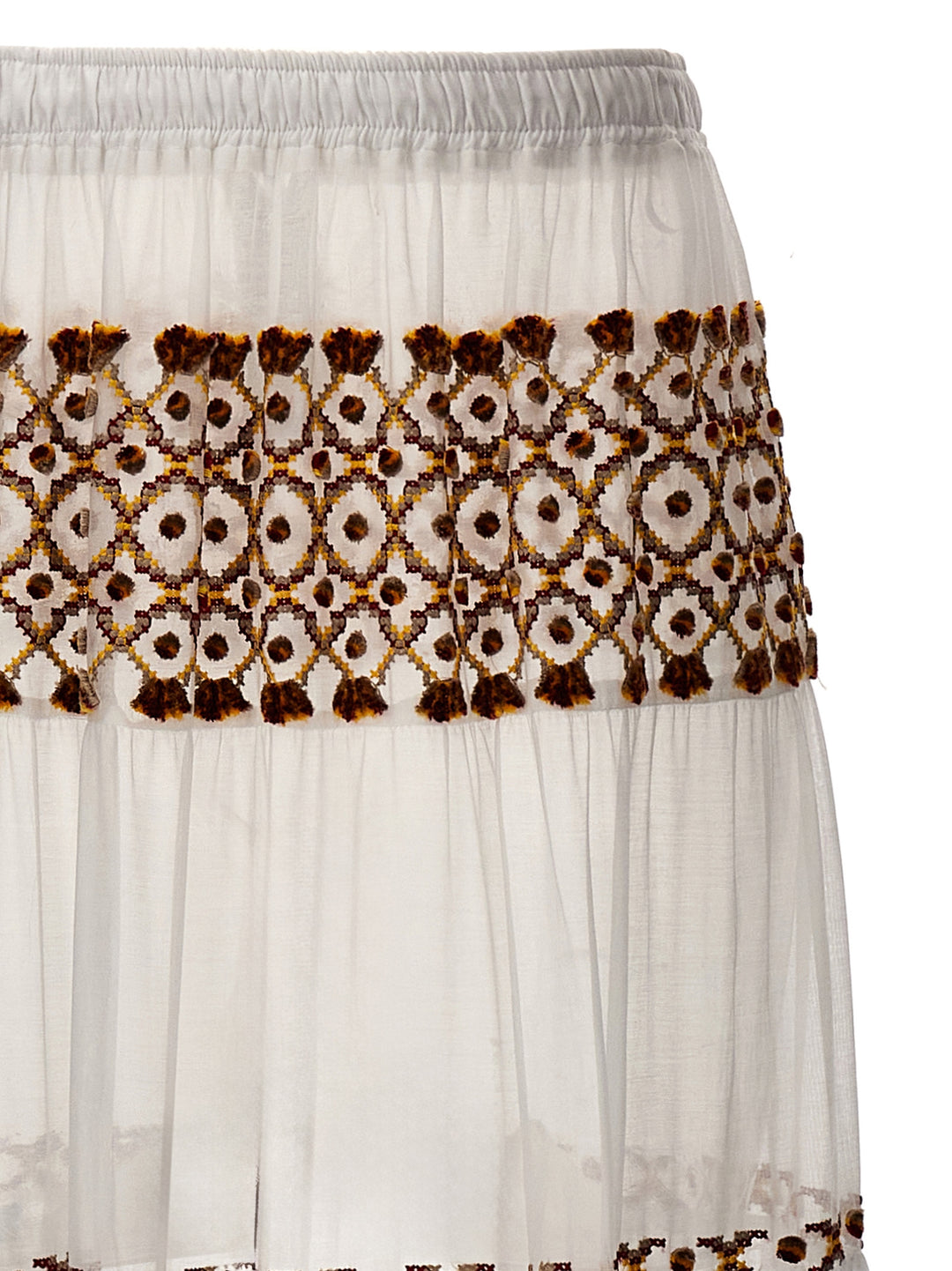 Long Embroidery Skirt Gonne Bianco