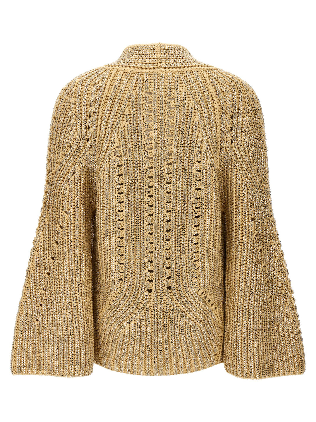 Rhinestone Knit Cardigan Maglioni Beige
