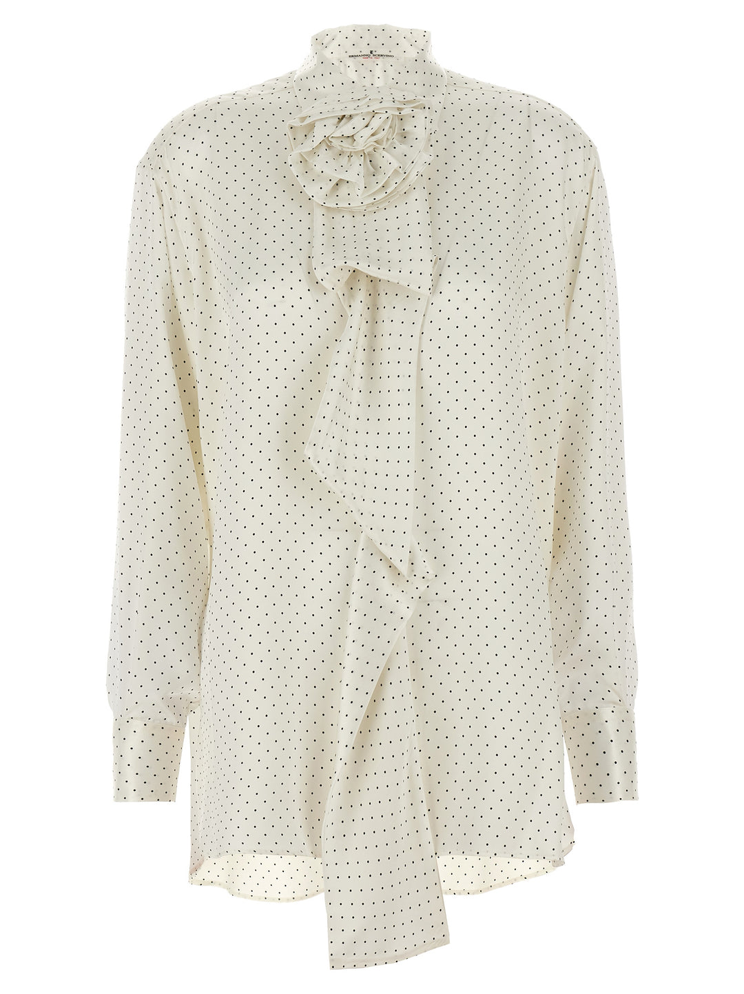 Ermanno Scervino Polka Dot Shirt Flower Brooch Camicie - Bianco/Nero | 65097a0518b89726421ea8b0fadefe4a14153b4f