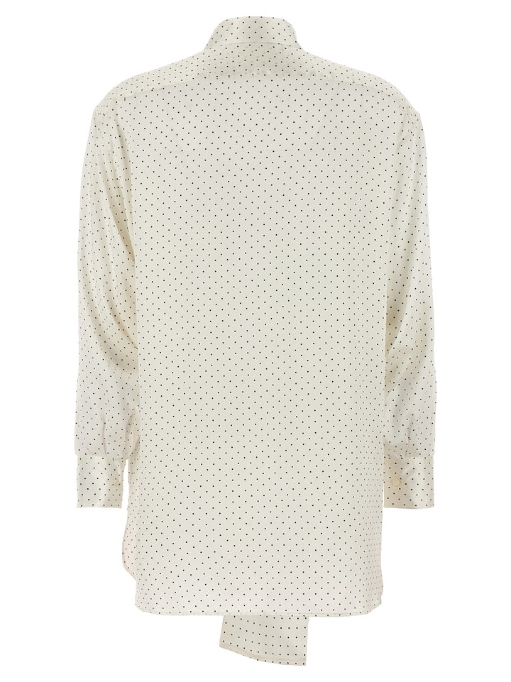 Ermanno Scervino Polka Dot Shirt Flower Brooch Camicie - Bianco/Nero | 121abfe033adb32a7e2ea8c07bbf6fd03faa97f4