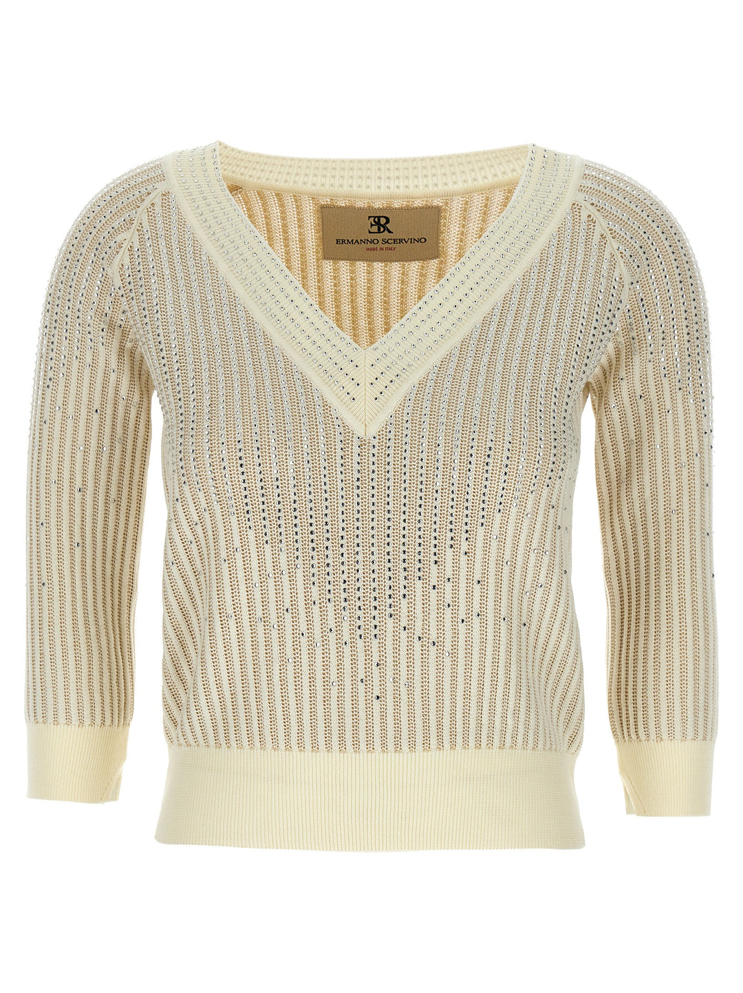 Ermanno Scervino Rhinestone Sweater Maglioni - Bianco | 9949fc01a6ac6fee45452db4abb58e86a8d3a00b