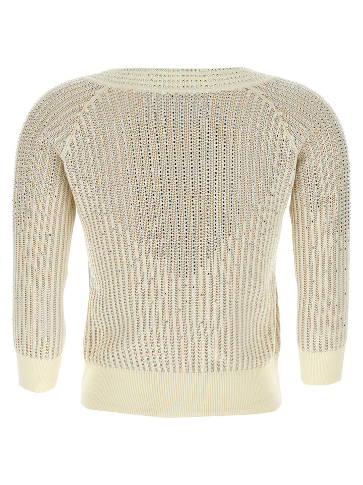 Ermanno Scervino Rhinestone Sweater Maglioni - Bianco | 6ddd53e43796164ac442d177e261477bbf80fb6b