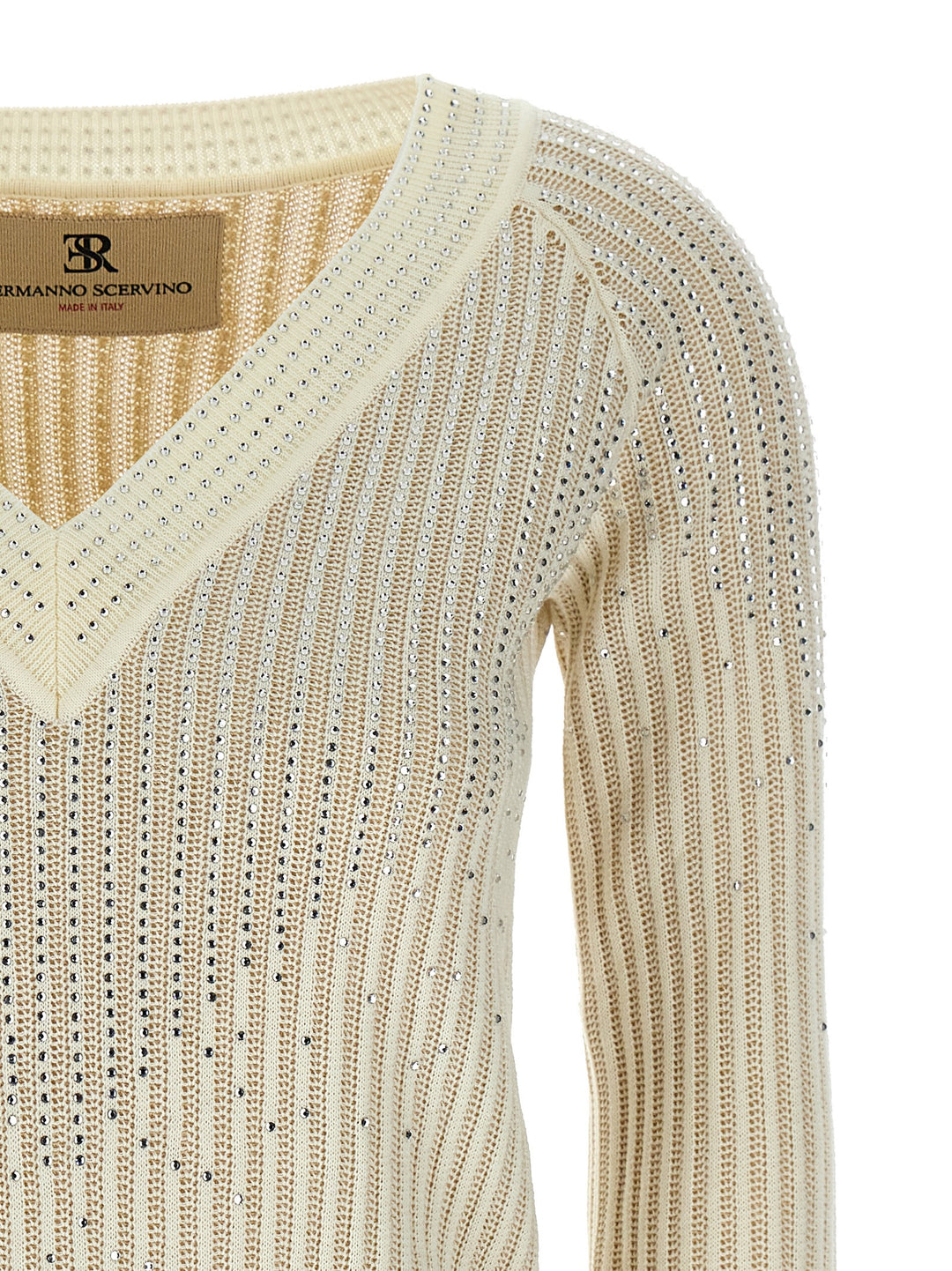 Ermanno Scervino Rhinestone Sweater Maglioni - Bianco | 2e55b6acfe7e37fee366c67f1184daecd6d103ae