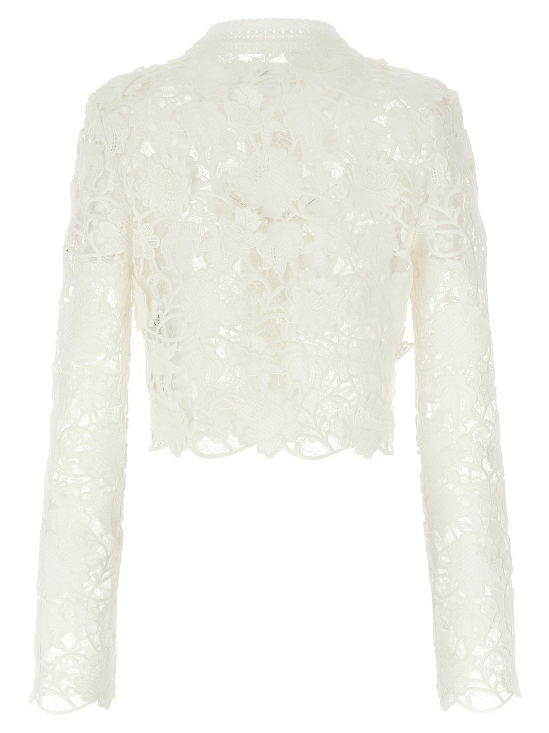 Ermanno Scervino Macramé Tulle Cardigan Maglioni - Bianco | f574878d607d6b32042adb7e402cc462735a7236