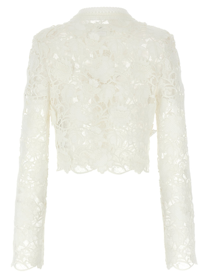 Ermanno Scervino Macramé Tulle Cardigan Maglioni - Bianco | f574878d607d6b32042adb7e402cc462735a7236