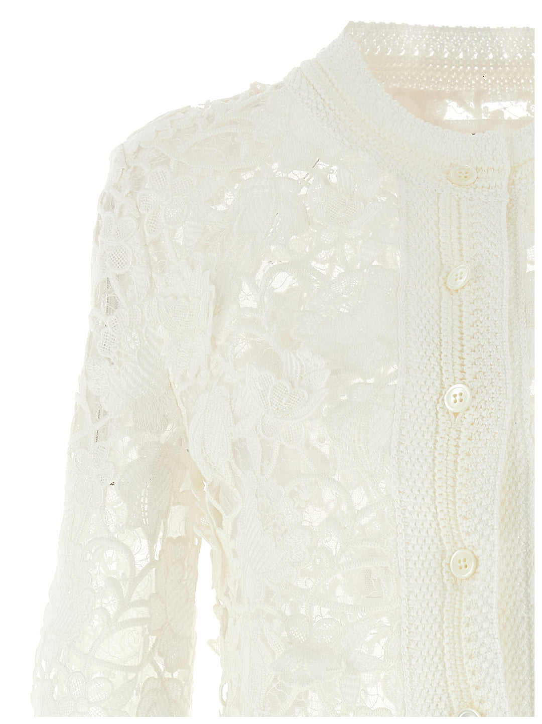 Ermanno Scervino Macramé Tulle Cardigan Maglioni - Bianco | c6e0800aad2a848ac1adba470660b8224a4c9175