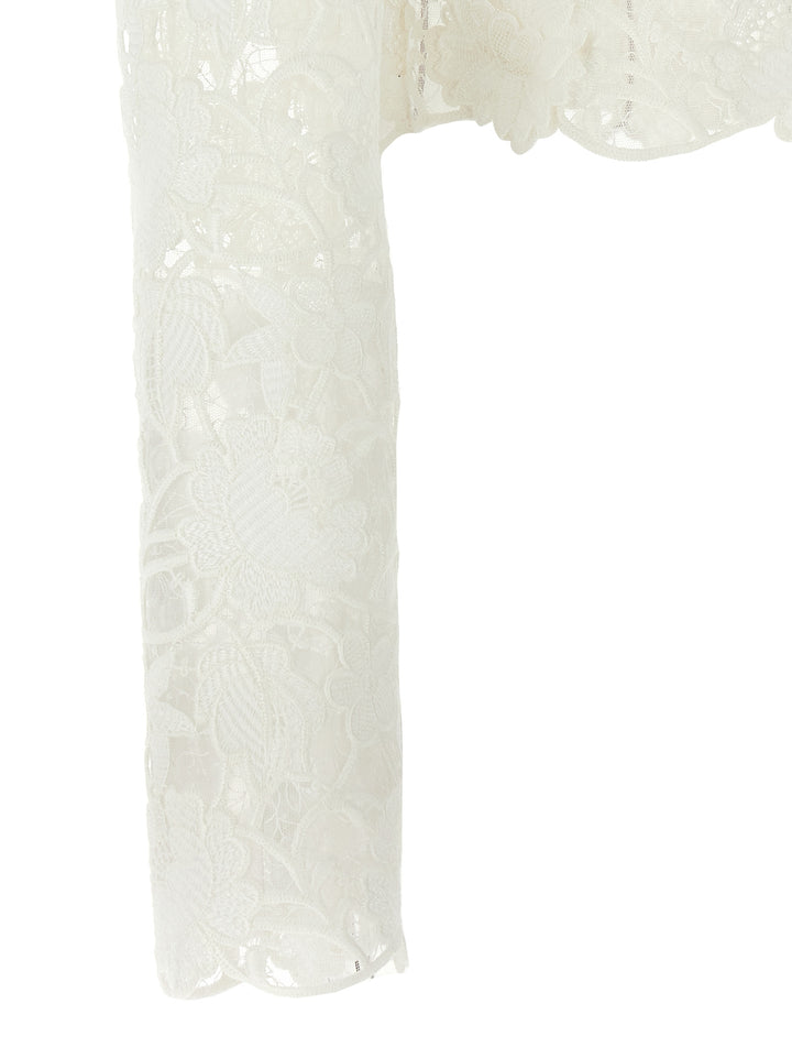 Ermanno Scervino Macramé Tulle Cardigan Maglioni - Bianco | 90315aaf845d0cb24ae8ce69a2ac0ad68eac410c