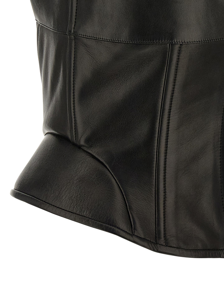 Ermanno Scervino Peplos Leather Top Top - Nero | f9a569be8ea48df775af078504f765d16440e445