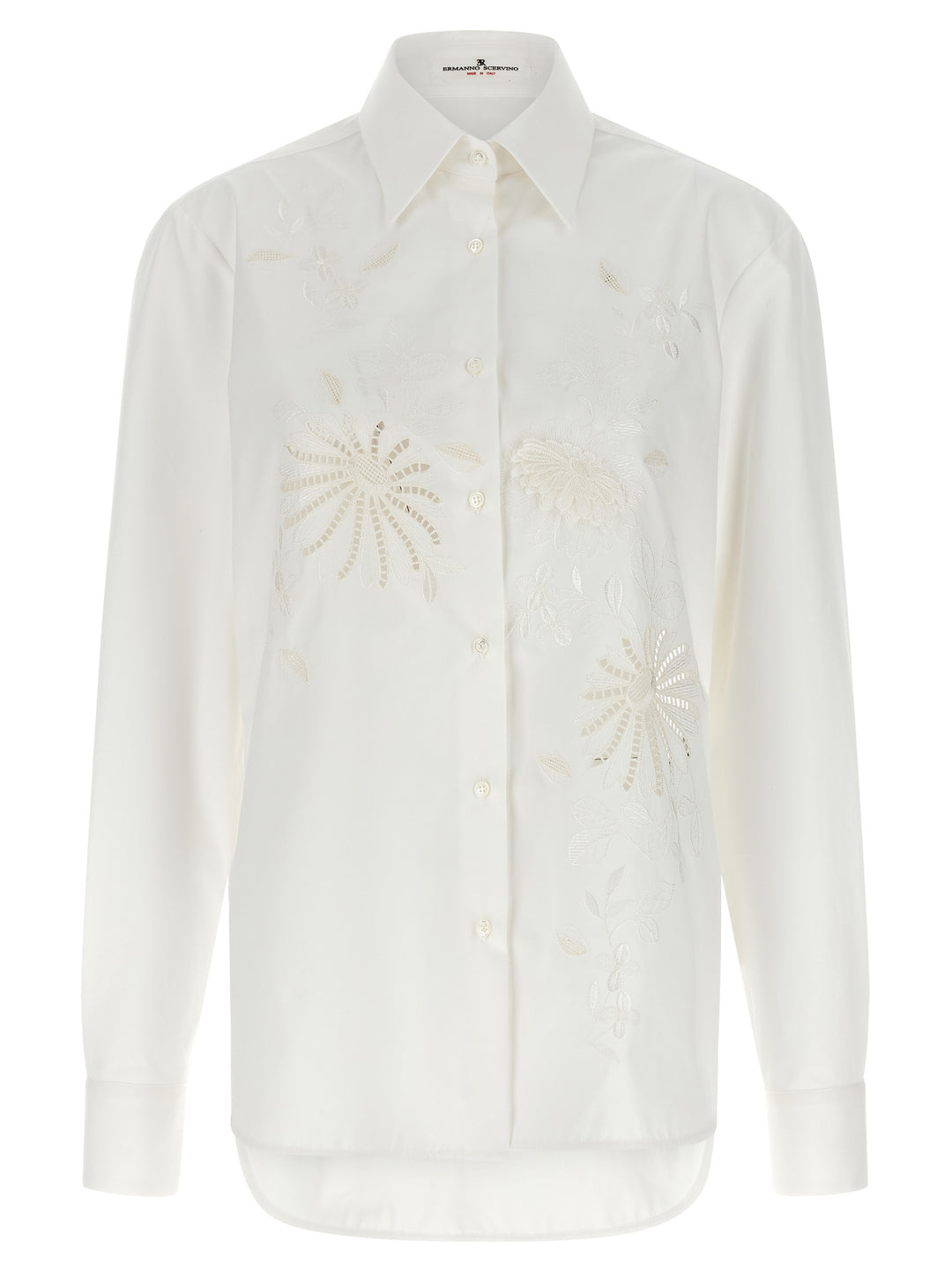 Ermanno Scervino Embroidery Cotton Shirt Camicie - Bianco | 0faef5d0b83e0bc1b0bec49eafc0ca676d24300b