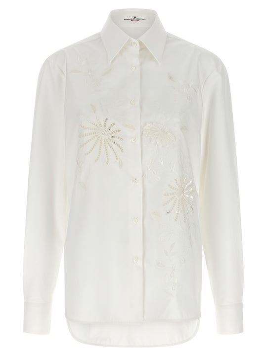 Embroidery Cotton Shirt Camicie Bianco