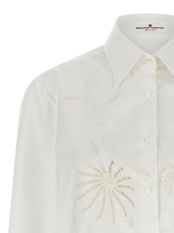 Ermanno Scervino Embroidery Cotton Shirt Camicie - Bianco | 5fcb701dfbb6efa59d6c91e1d1661a7deb5e005f