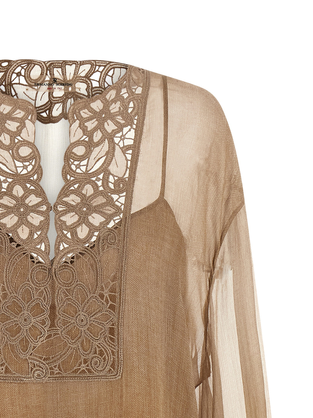 Ermanno Scervino Floral Carving Blouse Camicie - Beige | 09f0066991987f091ab52e10303dcb527fc46b87