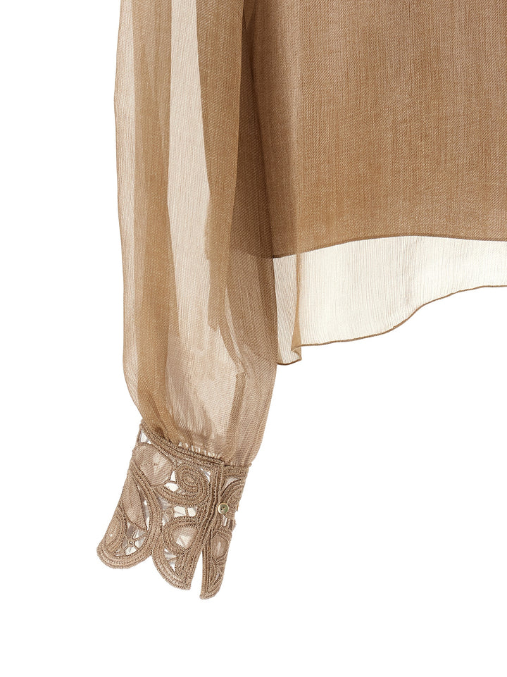Ermanno Scervino Floral Carving Blouse Camicie - Beige | 1f76fce0db676d31576a7c78a03d4f1c238f463f