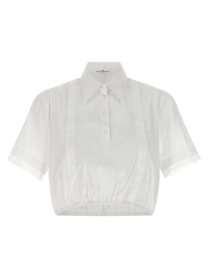 Ermanno Scervino Lace Insert Shirt Camicie - Bianco | c1108cb17374405d8bf85436fbd6652173803496