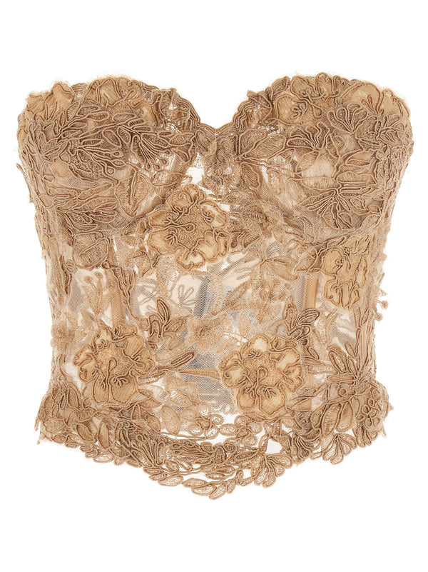 Lace Bustier Top Top Beige