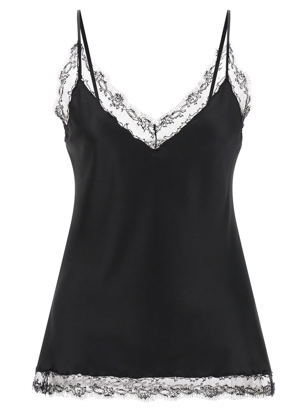 Ermanno Scervino Silk Lingerie Top With Lace Top - Nero | 61d77966722eff9e040e9d21ed8939c01301f506