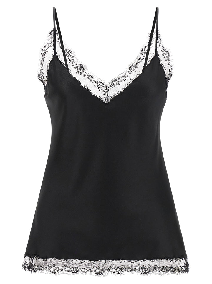 Ermanno Scervino Silk Lingerie Top With Lace Top - Nero | 61d77966722eff9e040e9d21ed8939c01301f506