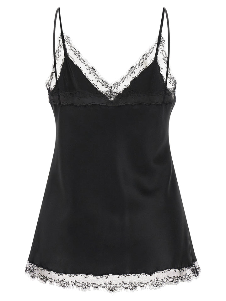 Ermanno Scervino Silk Lingerie Top With Lace Top - Nero | 39149af738f5c65de0be98356ed402d9de78b192