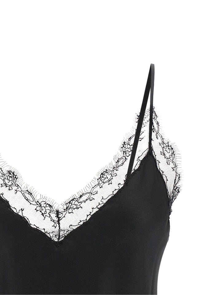 Ermanno Scervino Silk Lingerie Top With Lace Top - Nero | 8889373a6884a95131d902454f449d303dd871da