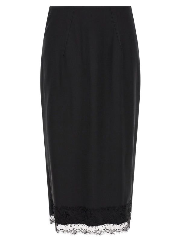 Lace Sheath Skirt Gonne Nero