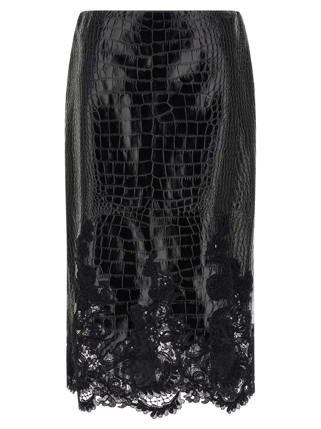 Ermanno Scervino Coconut Print Sheath Skirt With Lace Gonne - Nero | 209fed90a1352687ff0fb651283241319dede5fd