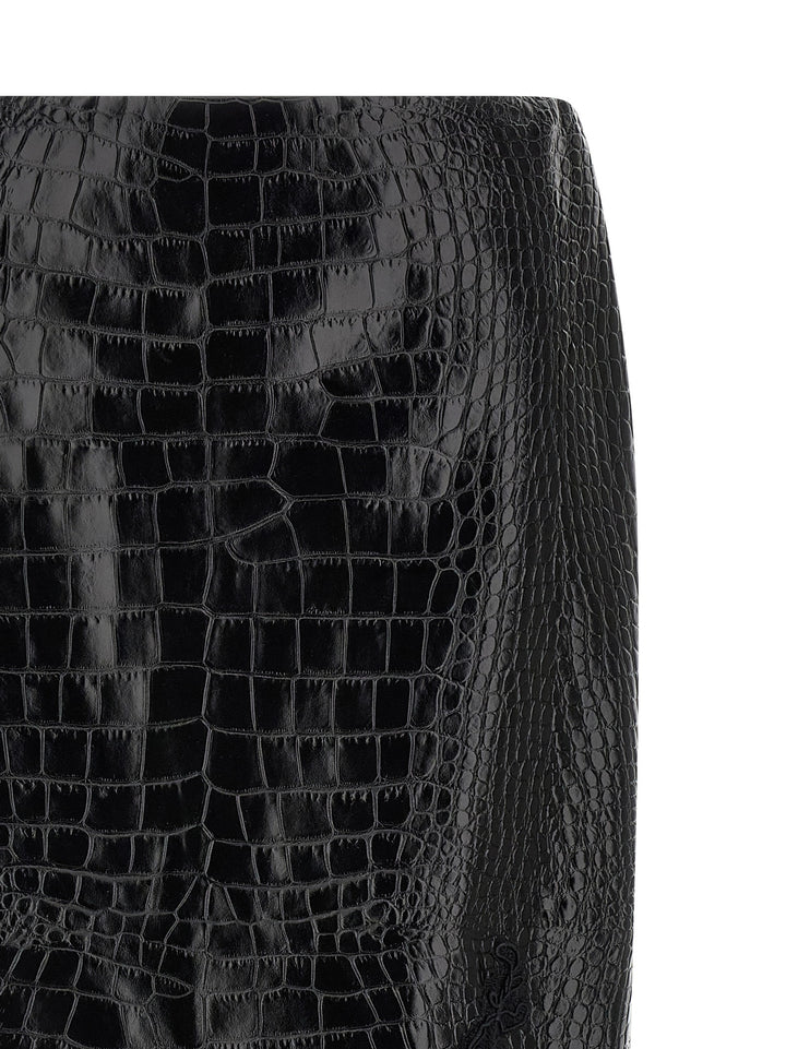 Ermanno Scervino Coconut Print Sheath Skirt With Lace Gonne - Nero | f5d12574c50f2cf23aa7d08e2a7c6197753c2620