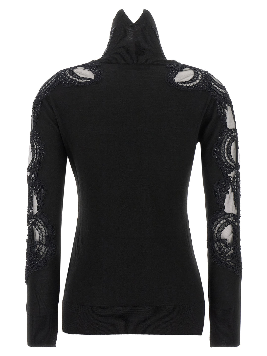 Ermanno Scervino High Neck With Lace Inserts Maglioni - Nero | f5e72cf83cbc3cdf6752e9f0fea46286f3e6a014