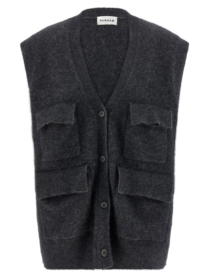 P.A.R.O.S.H. Lacoon Gilet - Grigio | b385527a85241ca68e3cce961f294a6db12a379d