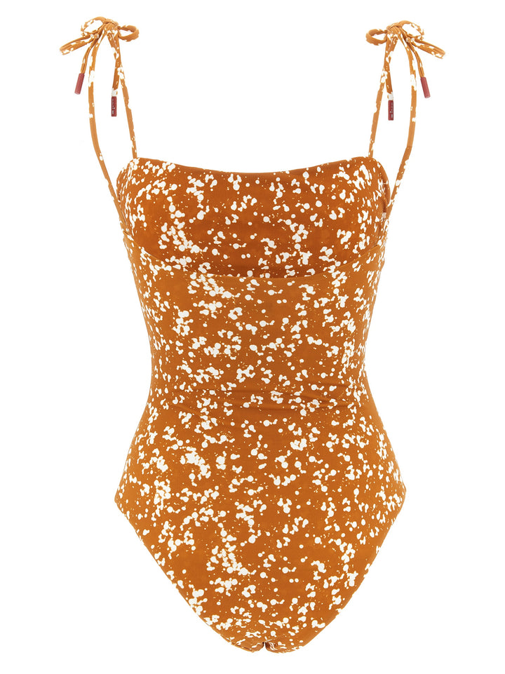 Kiton One-Piece Swimsuit Off The Shoulder Beachwear - Marrone | 8596cc80c687d2440c677186939e4d4047655400