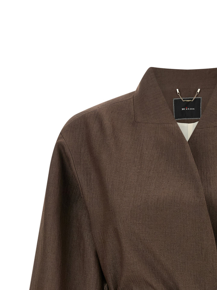 Kiton Linen Blend Blazer BlazerS - Marrone | cf889bd790ab989291a8a2f5c1b5a5f486f7a306