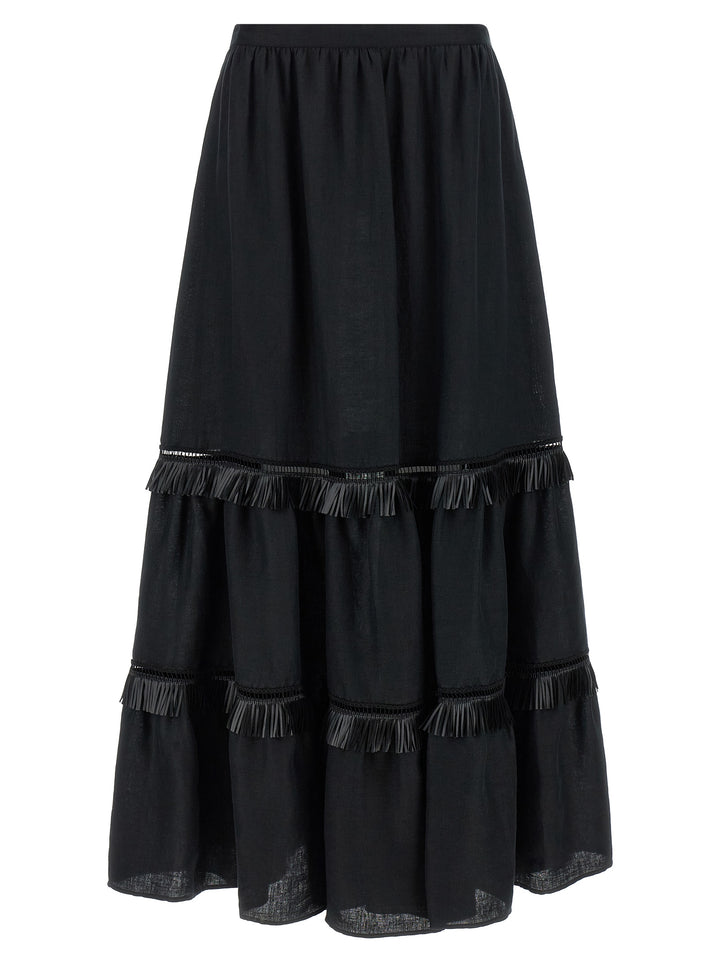 Kiton Fringed Skirt Gonne - Nero | a06e5c3c1b6f37e113e0e58ea7b77f3c4d72643d