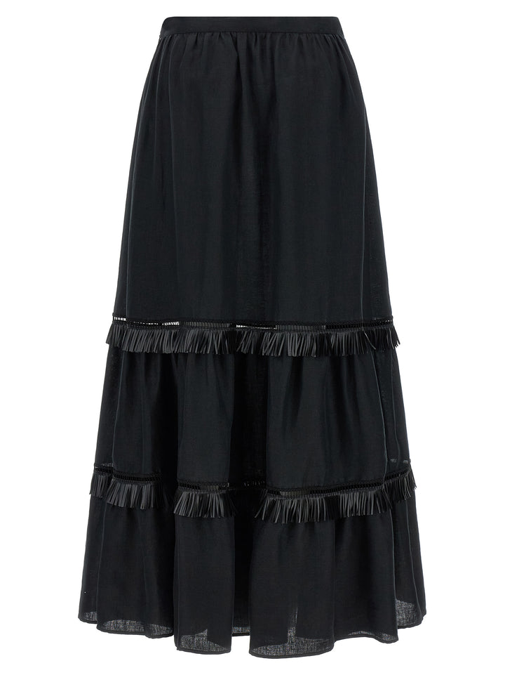 Kiton Fringed Skirt Gonne - Nero | a2699e7caf3d30de910c5c96f9858ca2a44852e1