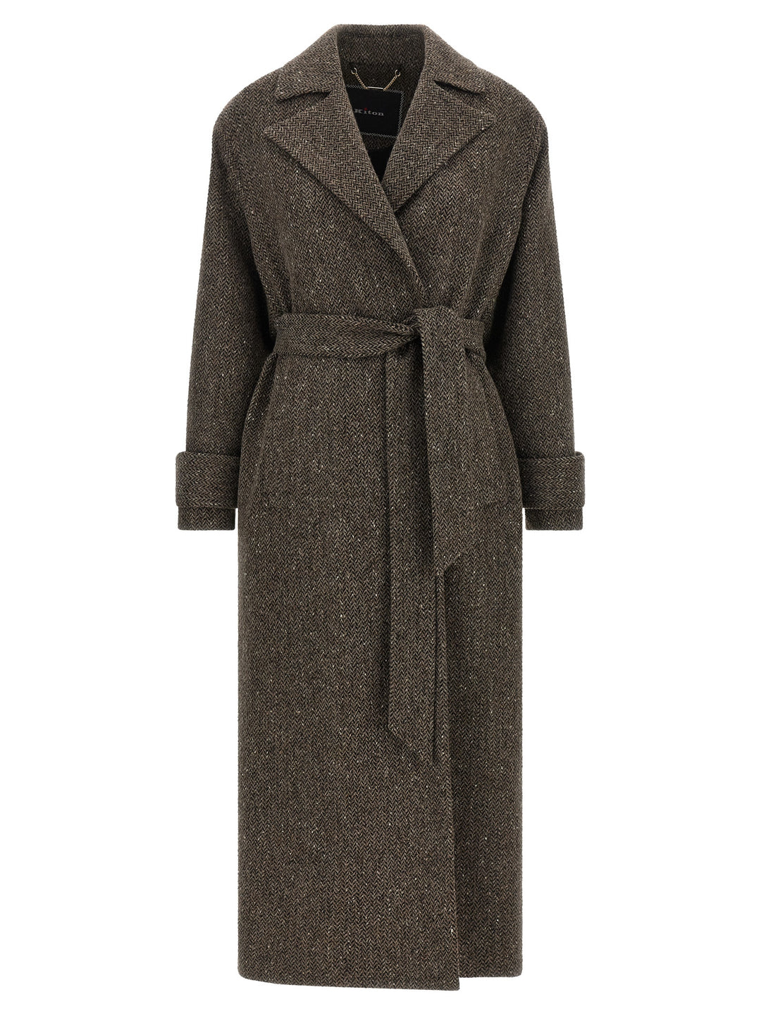 Kiton Chevron Wool Coat Trench e Impermeabili - Marrone | 705fc43a5c305d759d0c8fd94750dabe6c22c604