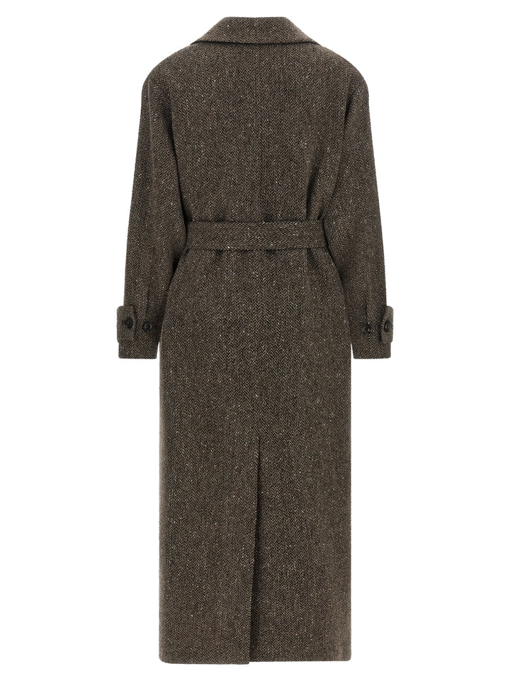 Kiton Chevron Wool Coat Trench e Impermeabili - Marrone | 66fc47f878a1da478127e2586ec601132b72c06e