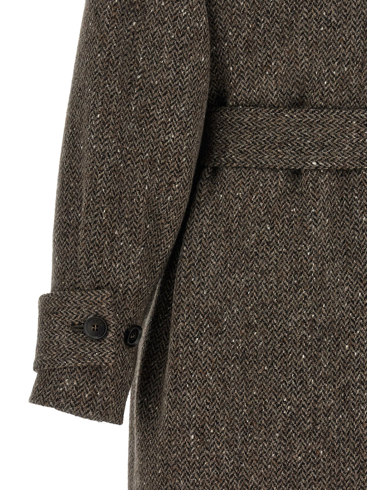 Kiton Chevron Wool Coat Trench e Impermeabili - Marrone | 44c87fd639f087184c641c0c0e2c18564ac1b891