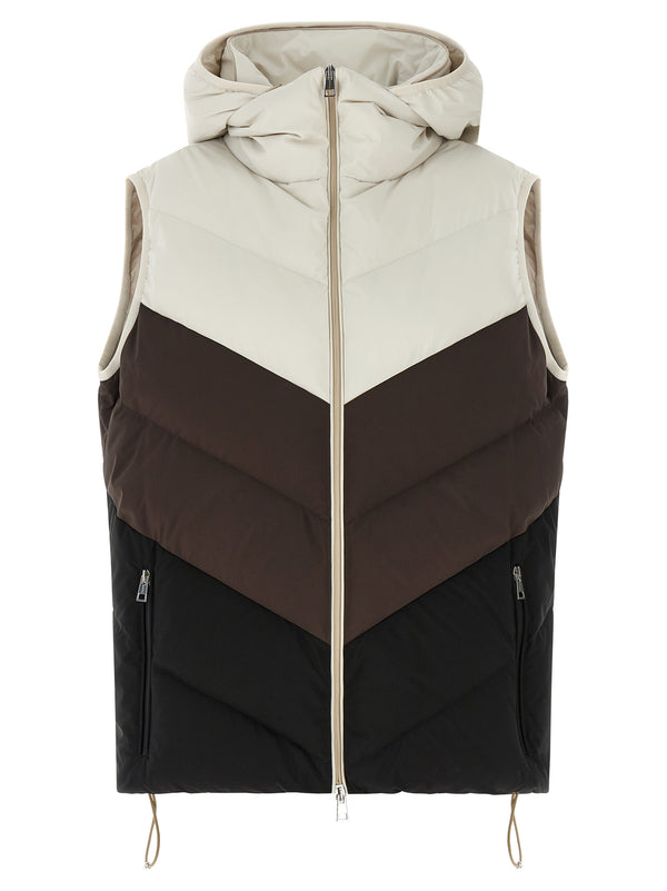 Chevron Stitching Padded Vest Gilet Multicolor