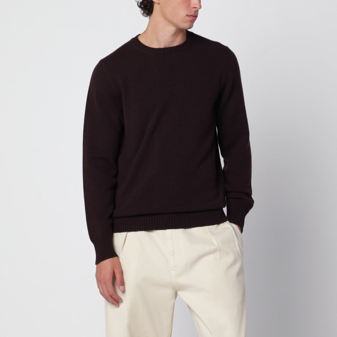 Drumohr Pull Col Rond en Cachemire Bleu-Noir