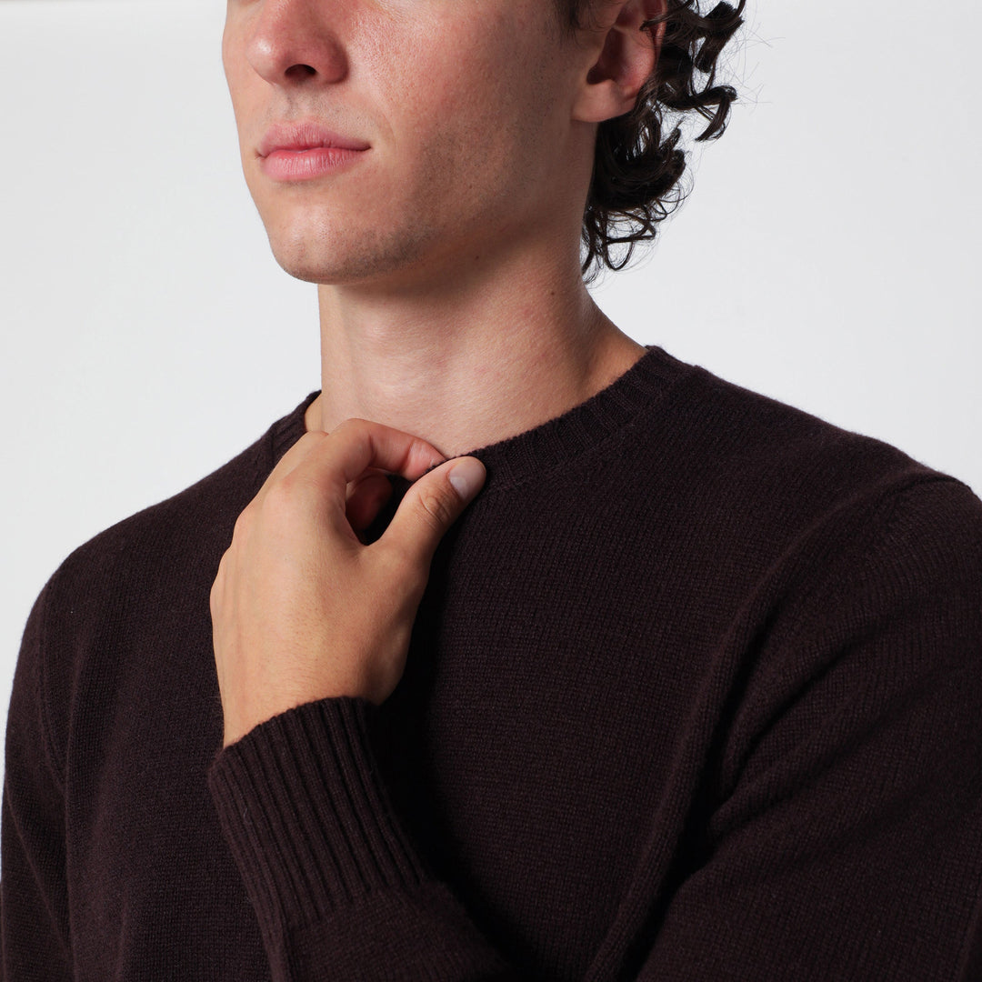 Drumohr Pull Col Rond en Cachemire Bleu-Noir